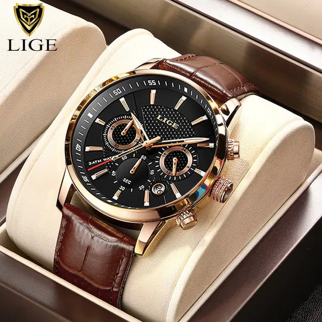 LIGE Luxury Leather Watch
