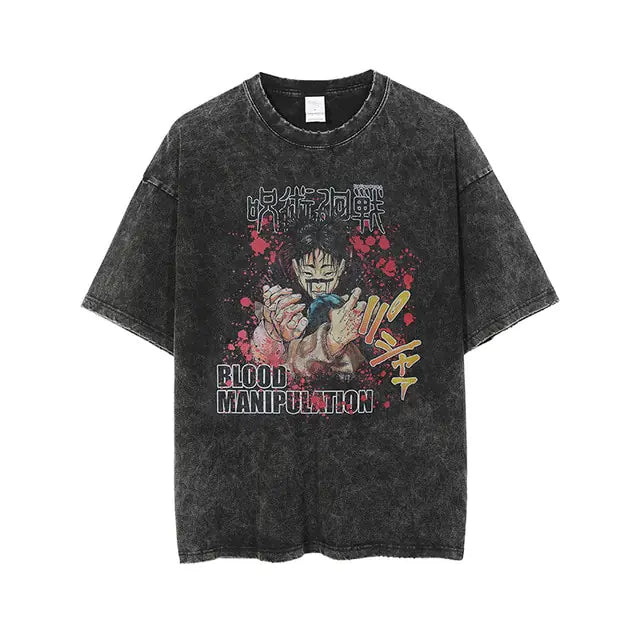 Vintage Washed Anime Graphic Shirts
