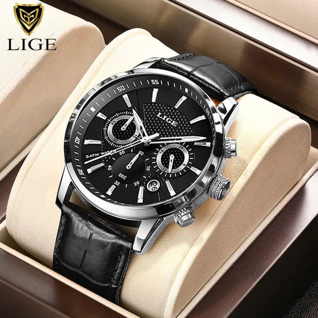 LIGE Luxury Leather Watch
