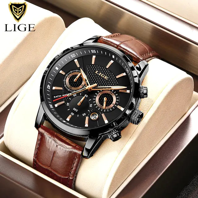 LIGE Luxury Leather Watch