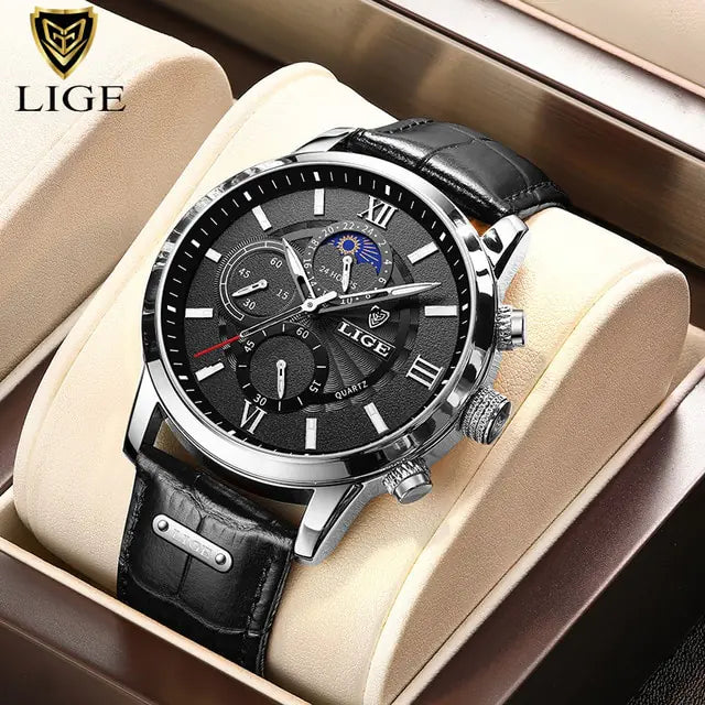 LIGE Luxury Leather Watch