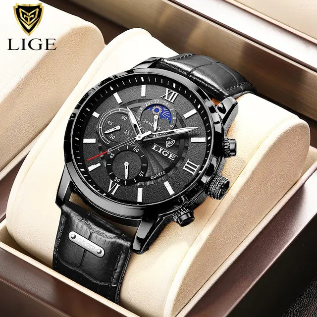 LIGE Luxury Leather Watch