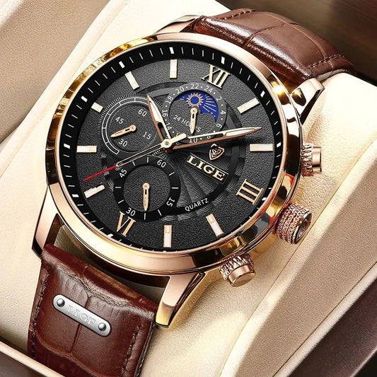 LIGE Luxury Leather Watch