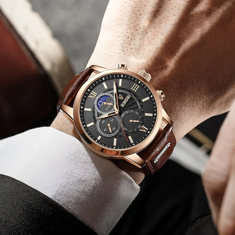 LIGE Luxury Leather Watch
