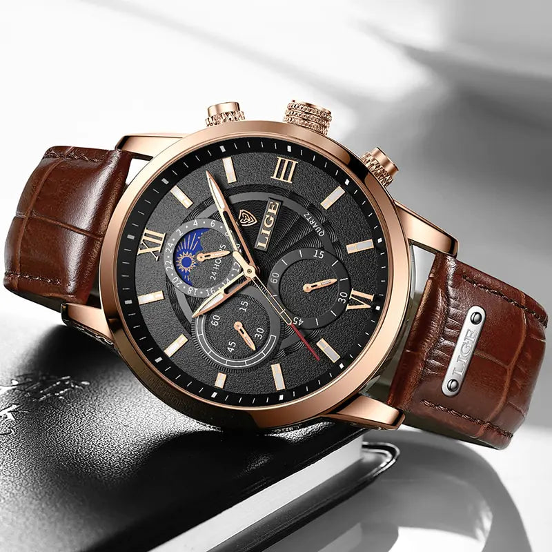 LIGE Luxury Leather Watch
