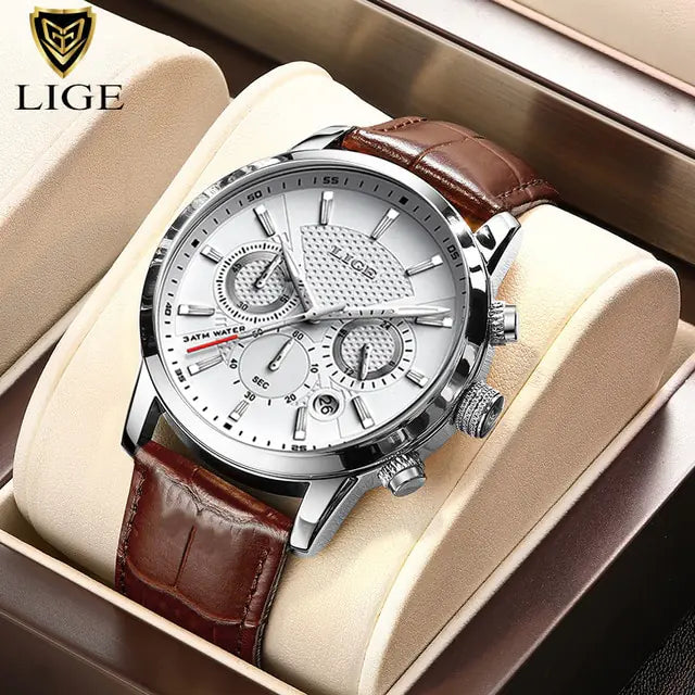 LIGE Luxury Leather Watch