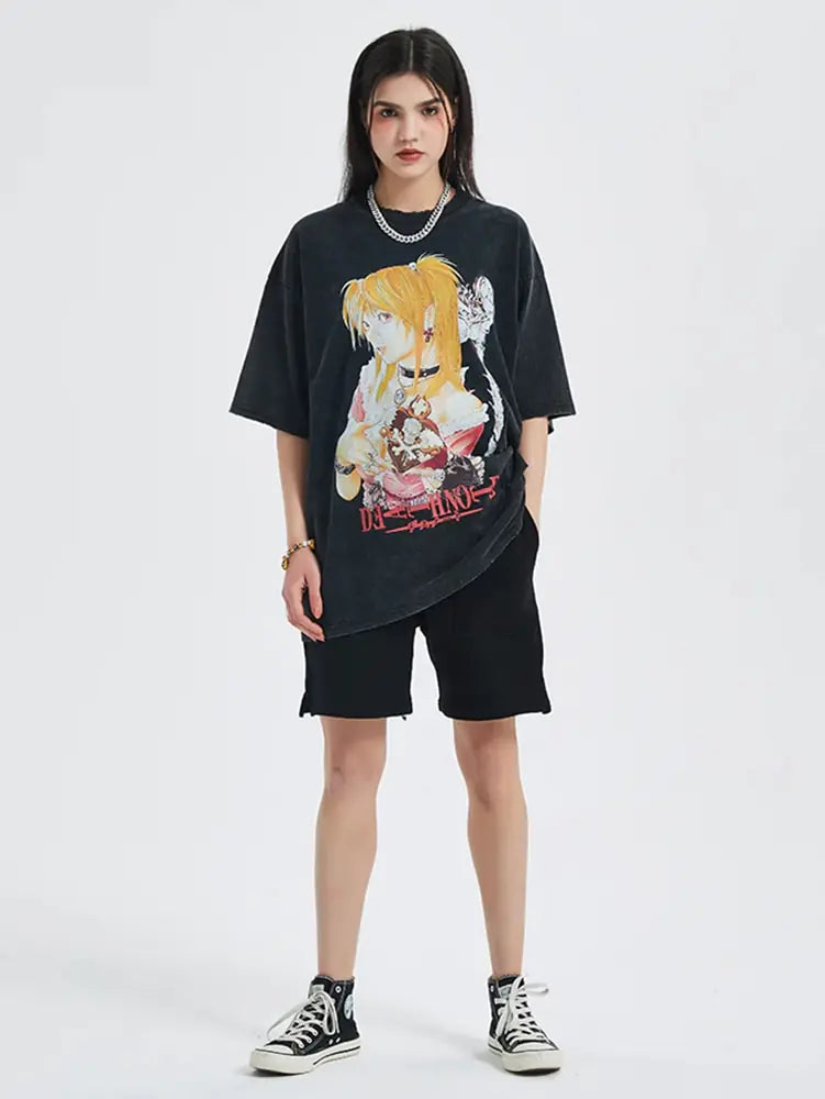 Vintage Washed Anime Graphic Shirts