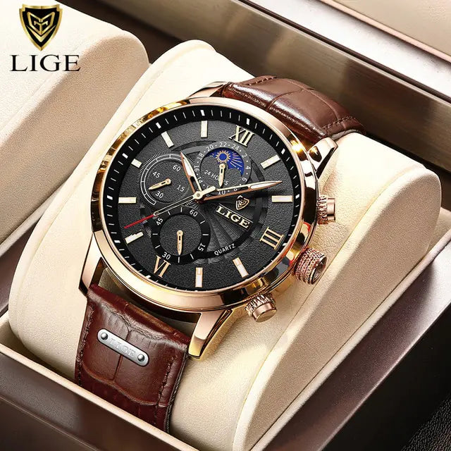 LIGE Luxury Leather Watch