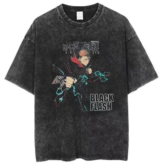 Vintage Washed Anime Graphic Shirts