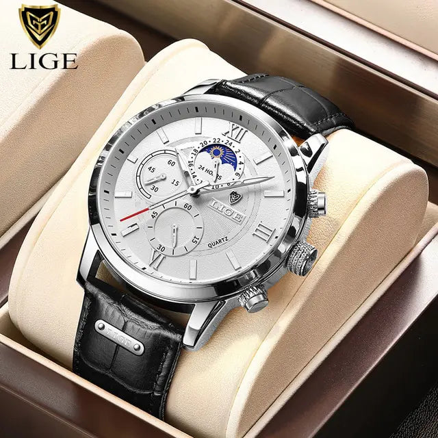 LIGE Luxury Leather Watch