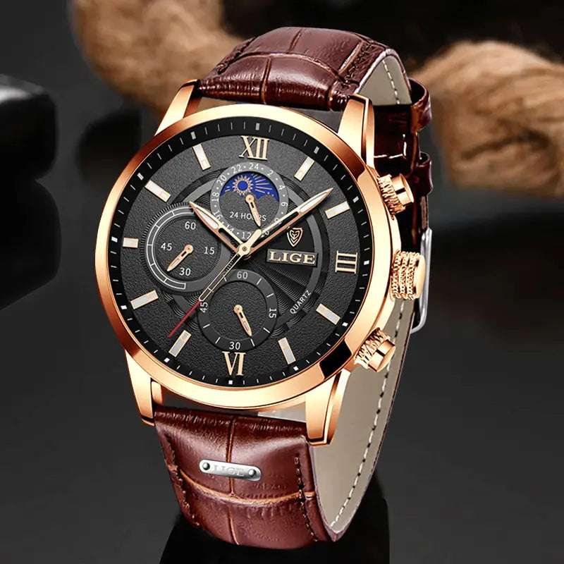 LIGE Luxury Leather Watch